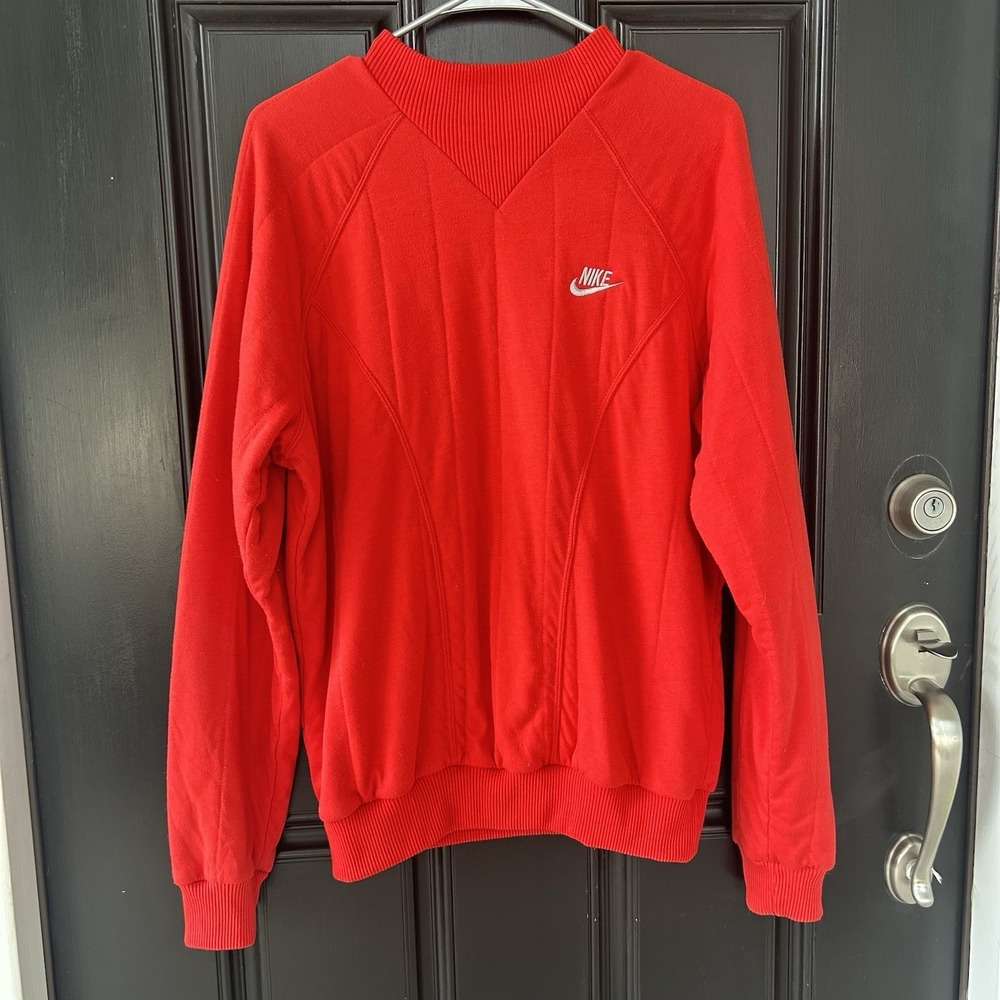 Vtg 90s Nike Quilted Double Face Pullover Sweatshirt M Gray Tag Heavyweight EUC